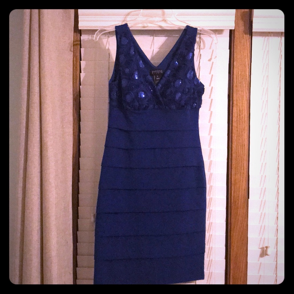 Royal blue Size 4 sequin top bodycon dress
